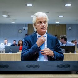 Leader of Partij voor de Vrijheid - PVV (Party for Freedom) Duth far-right party, Geert Wilders looks on as he attends the opening of a trial against former Pakistani cricketer, Khalid Latif, accused of incitement to murder by offering twenty-one thousand euros in a video for the murder Dutch anti-Islam MP Geert Wilders, in the court of Shiphol, on August 29, 2023. It is the first time that the Dutch Public Prosecution Service has prosecuted someone abroad for threatening a Dutch politician.,Image: 801016254, License: Rights-managed, Restrictions: Netherlands OUT
 netherlands out - belgium out, Model Release: no, Credit line: Profimedia