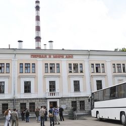 Hlavná budova historickej časti prvej atómovej elektrárne na svete v Obninsku