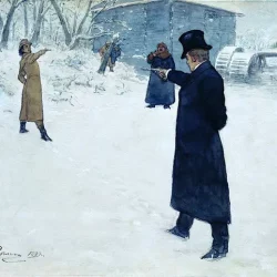 Iľja Repin - Súboj Onegina a Lenského (1899)