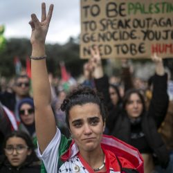 November 26, 2023, Barcelona, Spain: Around 10,000 people are demonstrating against the genocide by Israel in Gaza, Palestine, in Barcelona, Spain, on November 26, 2023.,Image: 824612960, License: Rights-managed, Restrictions: * France Rights OUT *, Model Release: no, Credit line: Profimedia