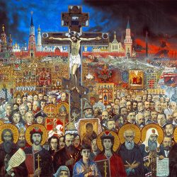 Obraz „Večné Rusko“ (1988) od Iľju S. Glazunova (1930 – 2017) s viac ako stovkou výrazných postáv ruských dejín
