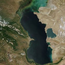 Pohľad na Kaspické more z vesmíru