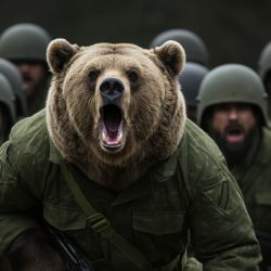 army of armed bear shouting military parade army of armed bear shouting military parade