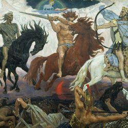 Viktor Vasnecov (1887) - Štyria jazdci apokalypsy (Sprava doľava - Víťazstvo, Vojna, Hladomor, Smrť)