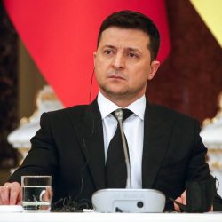 KIEV, UKRAINE  FEBRUARY 3, 2022: Ukraine's President Volodymyr Zelensky looks on during a joint news conference with his Turkish counterpart Recep Tayyip Erdogan following their talks at the Mariinsky Palace. Zelensky and Erdogan have signed an agreement on a free trade zone. Irina Yakovleva/TASS

Óêðàèíà. Êèåâ. Ïðåçèäåíò Óêðàèíû Âëàäèìèð Çåëåíñêèé âî âðåìÿ áðèôèíãà ñ ïðåçèäåíòîì Òóðöèè Òàéèïîì Ýðäîãàíîì â Ìàðèèíñêîì äâîðöå. Â ðàìêàõ áðèôèíãà ïðîøëà öåðåìîíèÿ ïîäïèñàíèÿ ñîãëàøåíèÿ î çîíå ñâîáîäíîé òîðãîâëè ìåæäó Òóðöèåé è Óêðàèíîé. Òàêæå ñòðàíû ïîäïèñàëè ìåìîðàíäóì î ñîçäàíèè ñîâìåñòíîãî òàìîæåííîãî ñîâåòà. Èðèíà ßêîâëåâà/ÒÀÑÑ