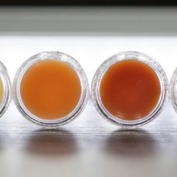 Vzorky balzamov na pery zafarbené pomocou nových pigmentov