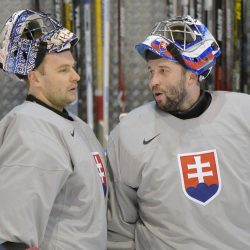 Zľava Július Hudáček a Ján Laco počas tréningu na MS 2017